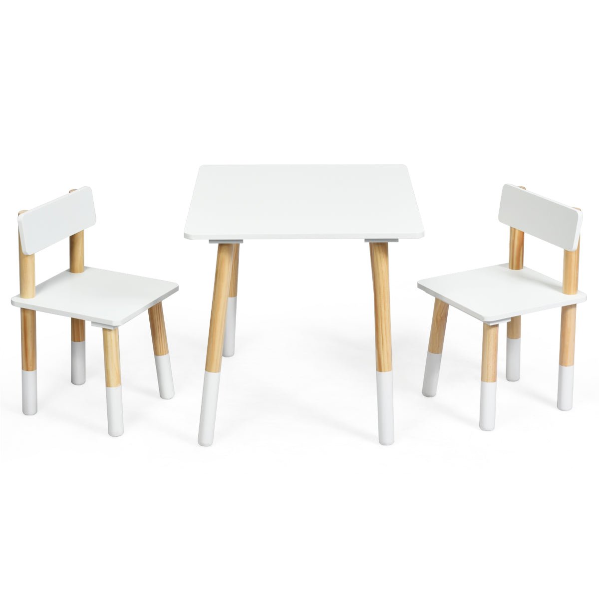 Kids Table & 2 Chairs Set: Pine Wood Legs for Play, Learn & Eat