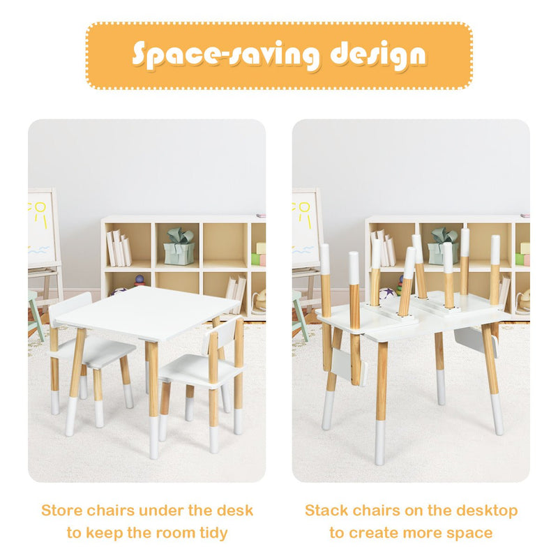 Inspiring Connections: Kids Table & Chairs Set with Pine Wood Legs