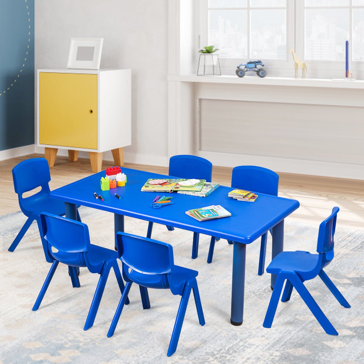 Kids Table and 6 Chairs Set - Comfortable Seating for Preschools and Residences