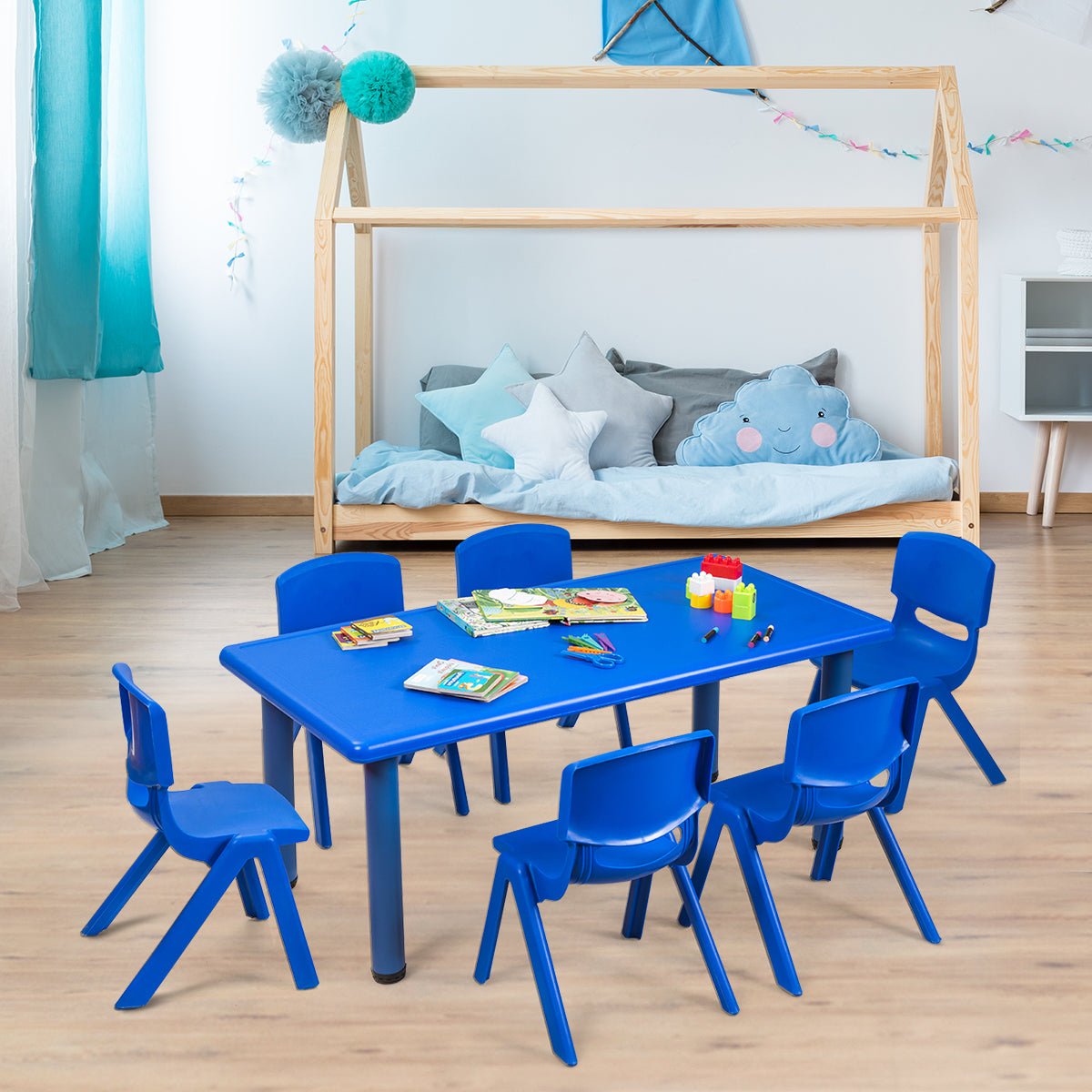 Children's Table and 6 Chairs Set - Enhance Learning in Preschools and Homes