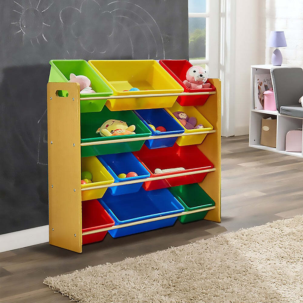 Shop Kids Toy Organiser Shelf Storage Rack 12 Bins