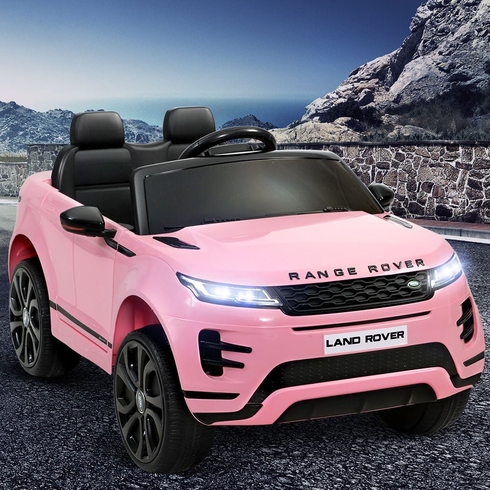 12v pink Land Rover ride-on car for kids, perfect for home fun and playtime.