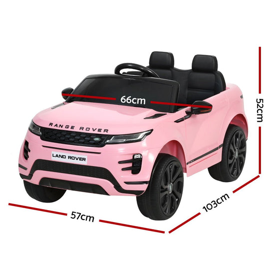 Kids pink Land Rover ride-on car, 12v battery powered, for fun indoor/outdoor play.