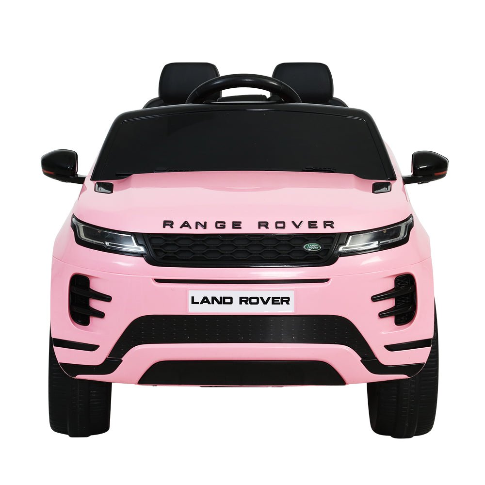 Pink 12V Land Rover ride-on toy car for kids, perfect for exciting indoor play.