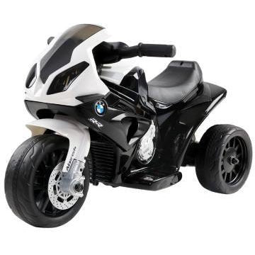 Kids BMW licensed S1000RR black ride-on motorbike toy for home entertainment, safe fun.