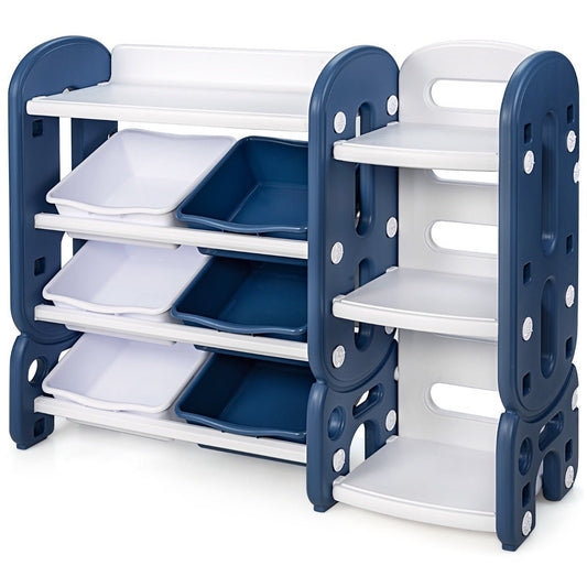 Child's Bedroom Toy Storage Organizer with Bookshelf - Blue Delight