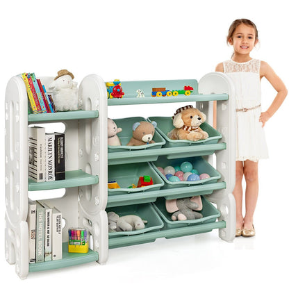 Kids Green Toy Storage with Bookshelf - Neat and Tidy Haven