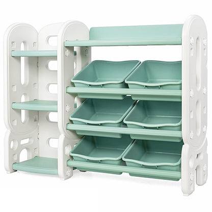 Green Toy Storage Organizer with Bookshelf - Child's Bedroom Organization