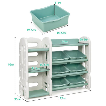 Child's Bedroom Green Toy Storage with Bookshelf - Organized Playfulness