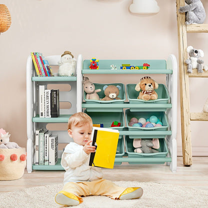 Green Toy Storage Organizer and Bookshelf - Room for Imagination