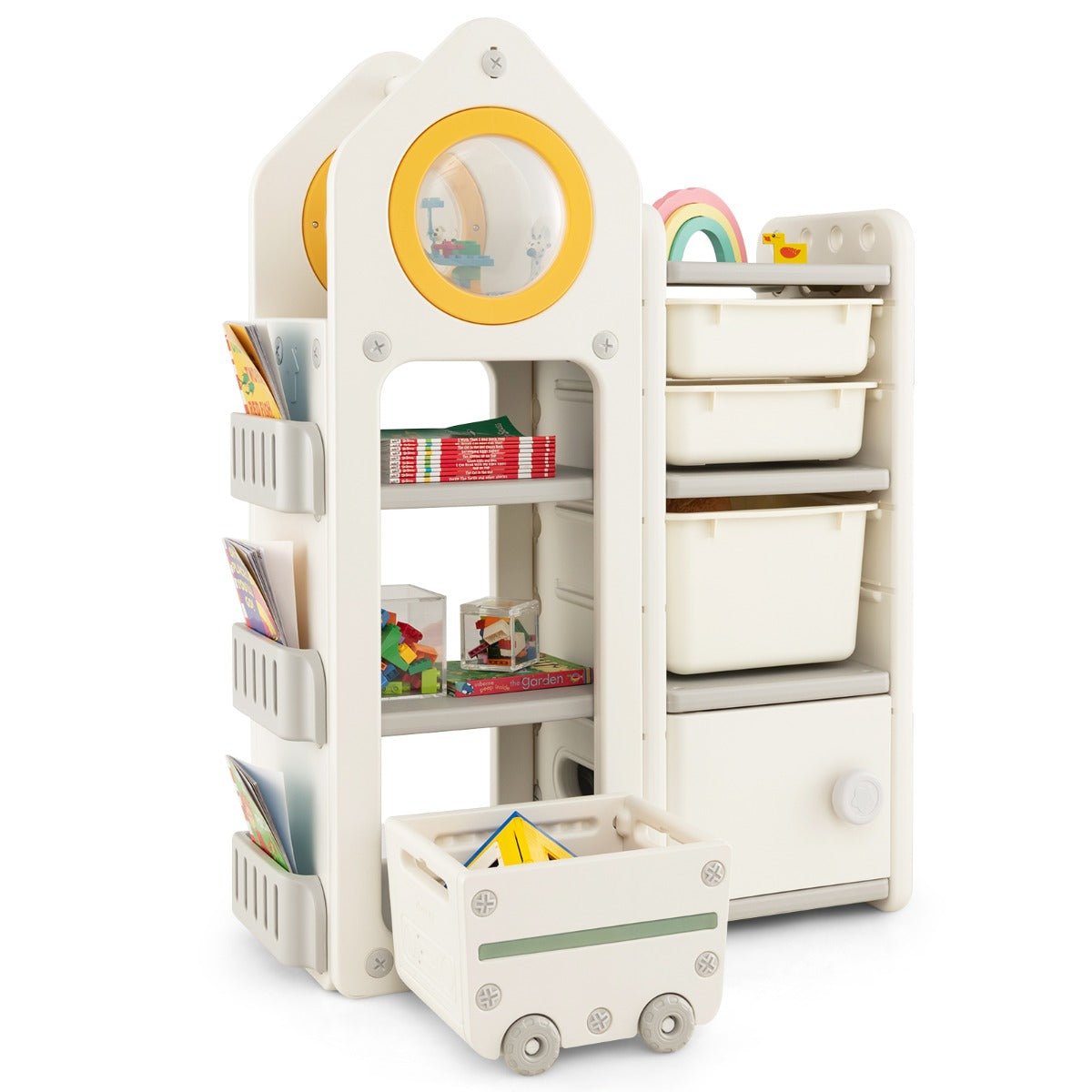 Compact Toy Storage Organizer with Mobile Trolley 