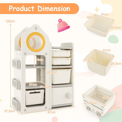 Measurements Kids Toy Storage Organizer with Mobile Trolley for Playroom