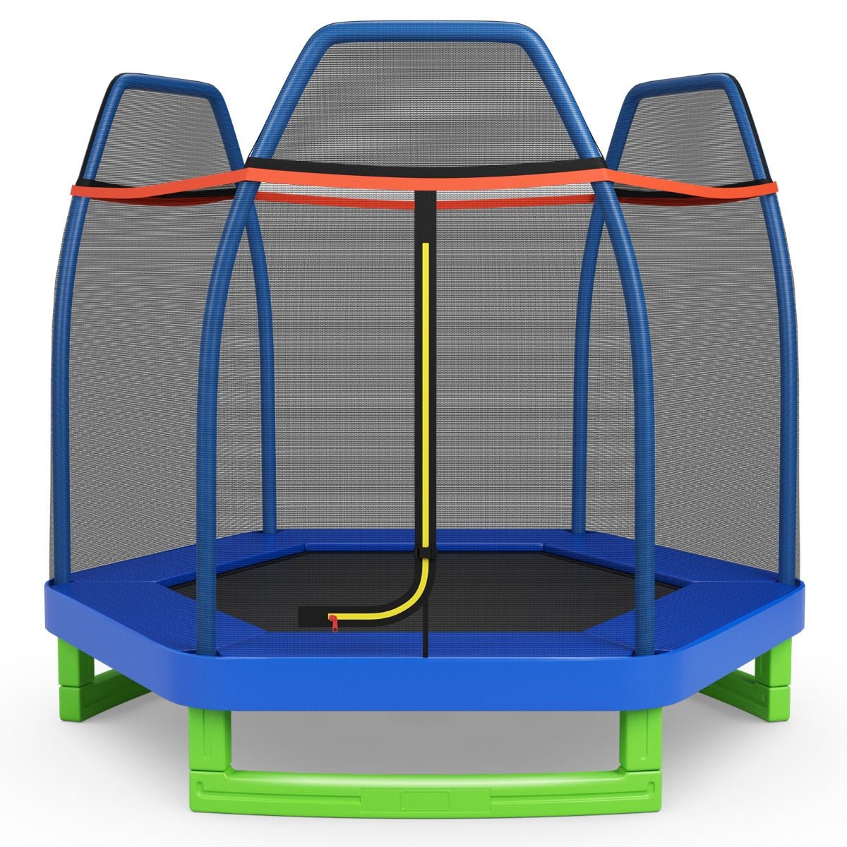 Outdoor Fun: Kids Trampoline with Safety Enclosure Net for Outdoor Play Blue