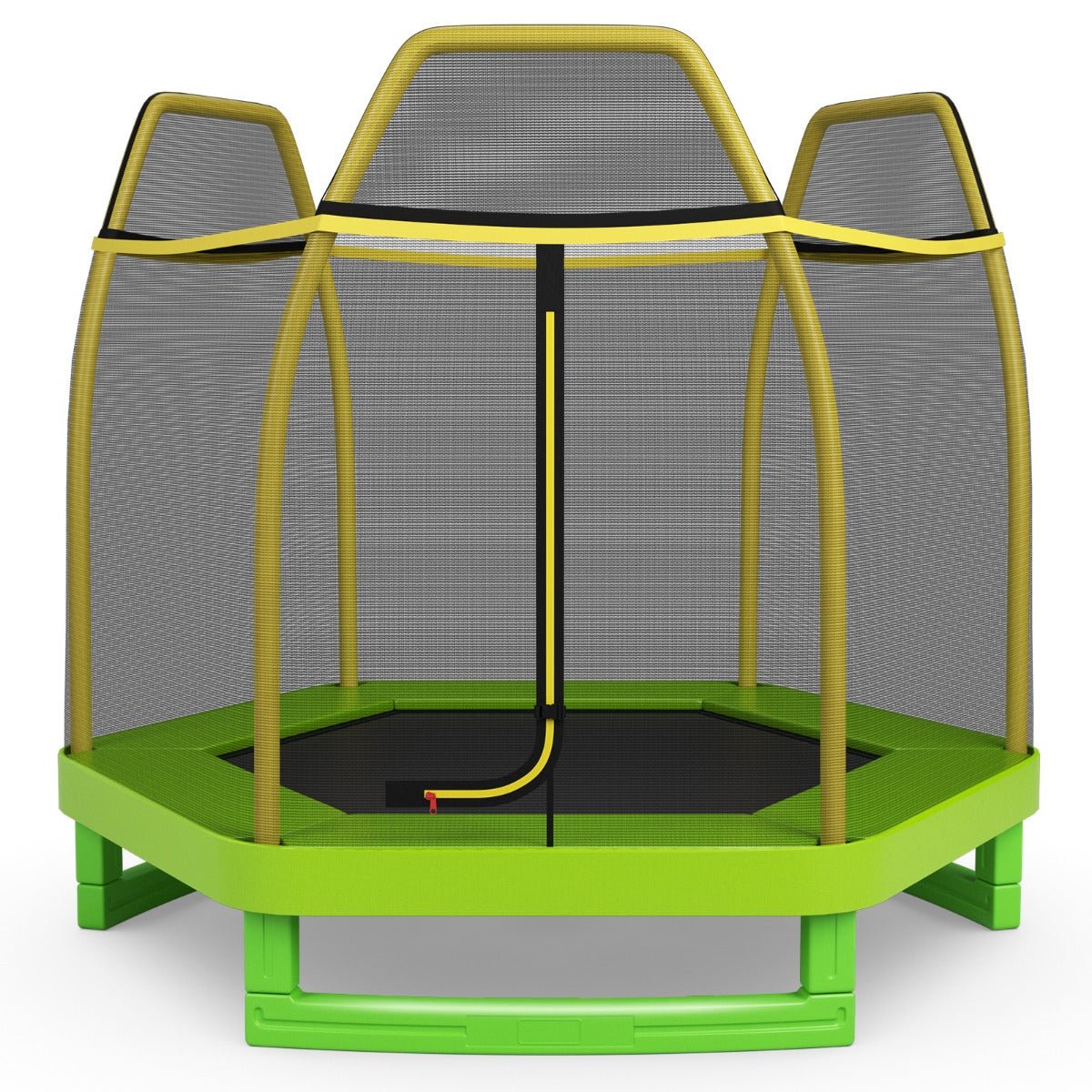 Safe Outdoor Fun: Kids Trampoline with Safety Enclosure Net for Outdoor Play Green