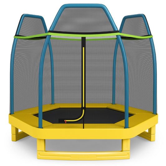 ellow Trampoline Set: Jump Safely with Enclosure Net for Added Protection