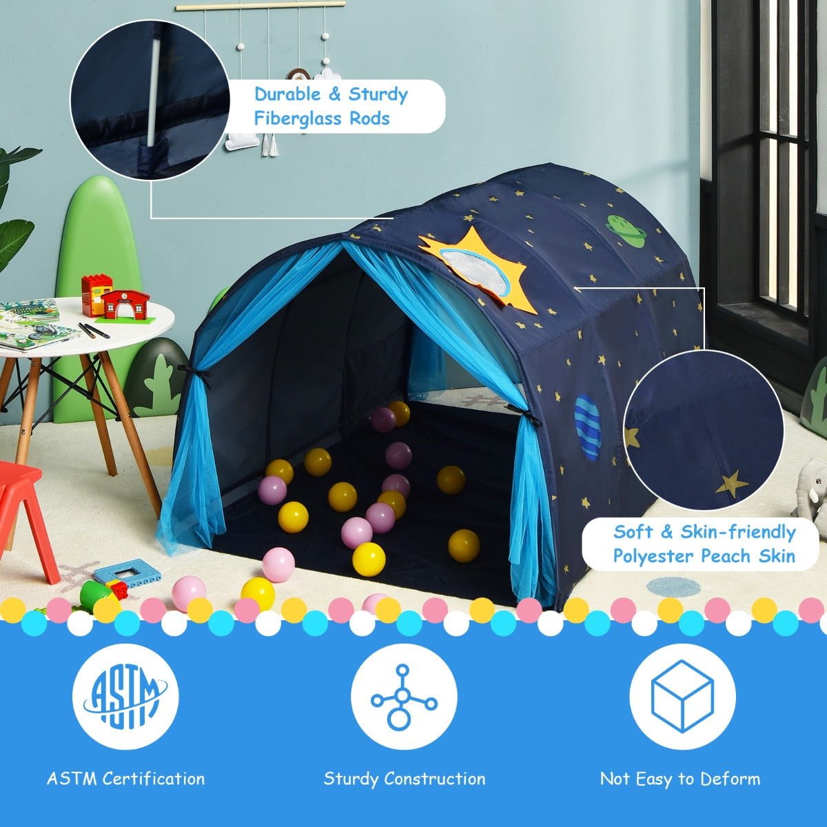 Twin Sleepover Adventure: Kids Tent Playhouse with Carry Bag