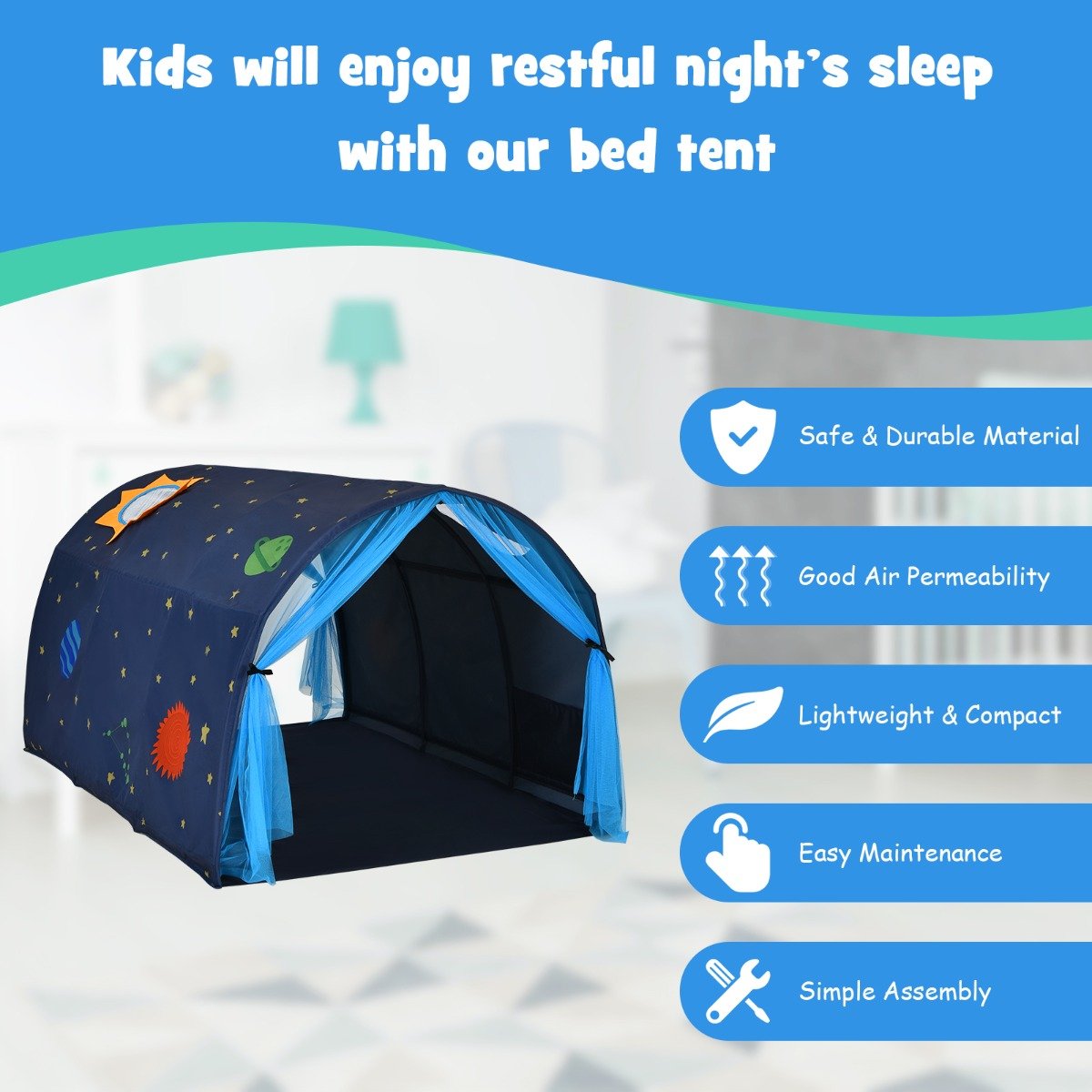 Twin Sleeping Sanctuary: Kids Tent Playhouse with Carry Bag