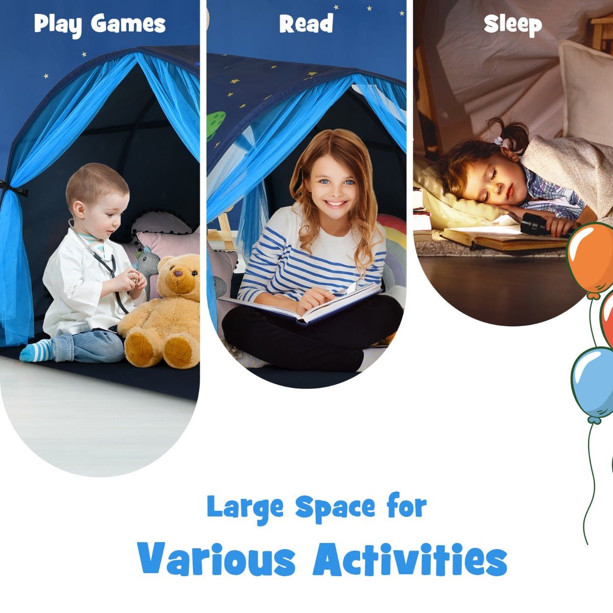 Create Memories: Twin Sleeping Tent Playhouse with Carry Bag