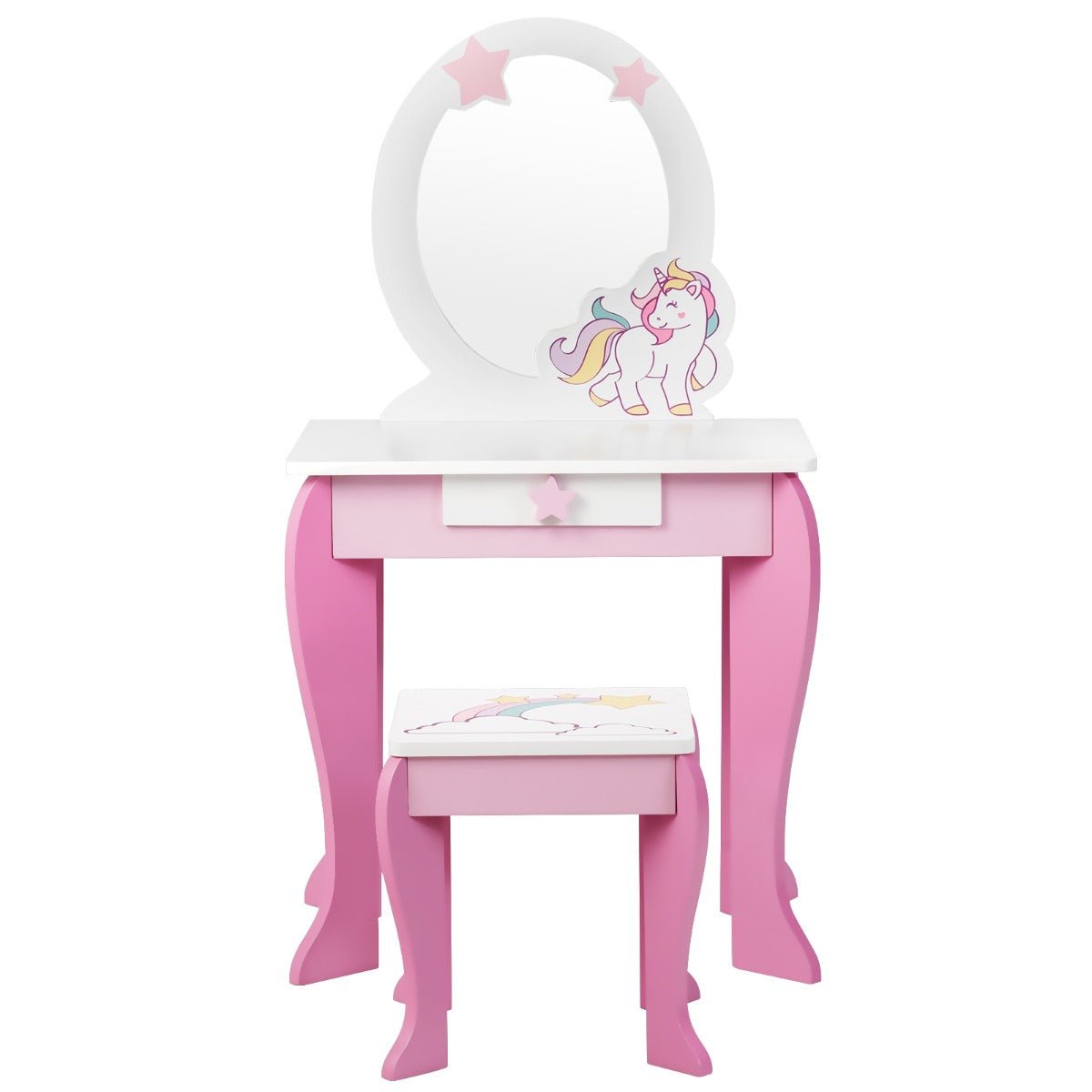 Magical Moments: Pink Vanity Table & Chair Set with Mirror and Stool