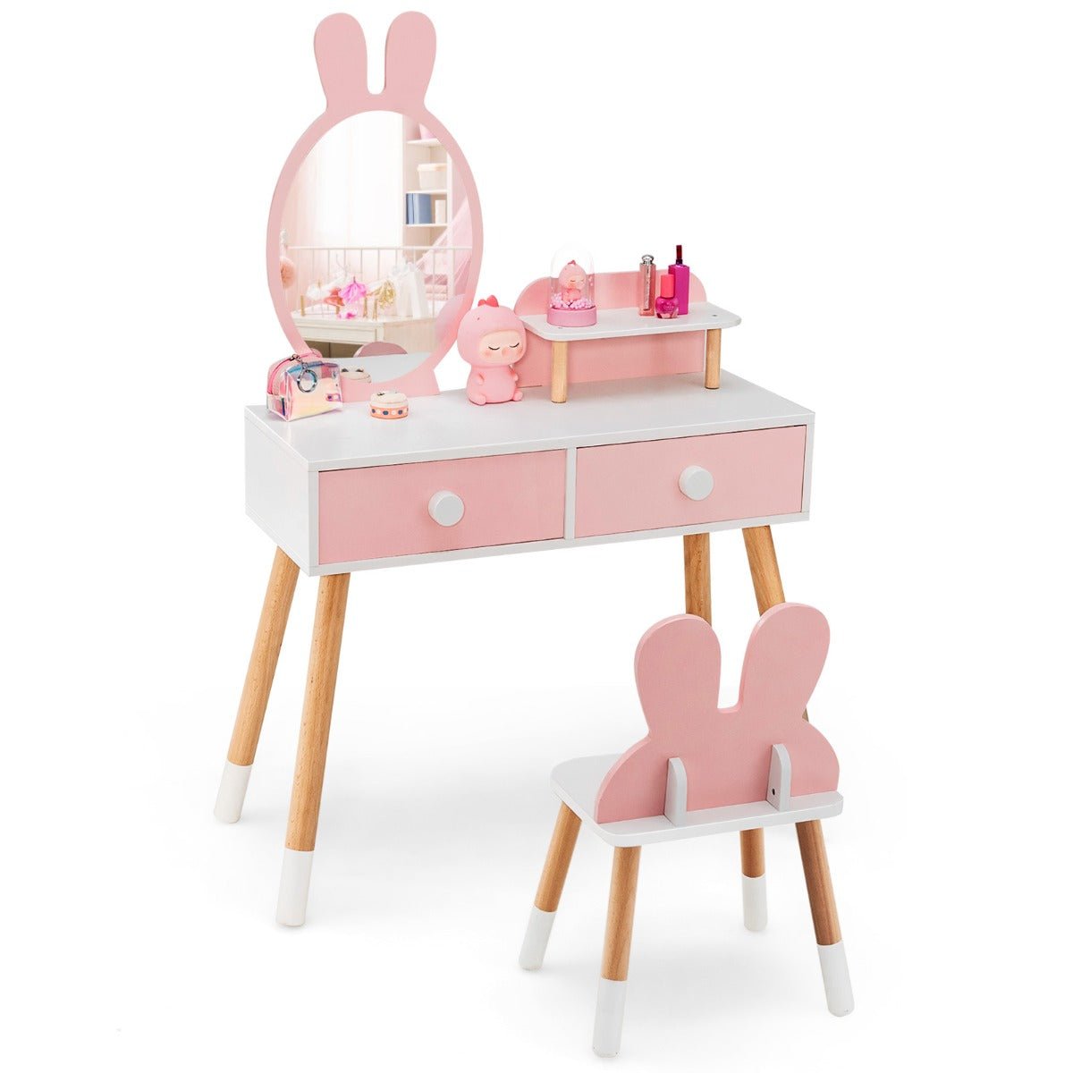 Kids Vanity Dressing Table with Mirror and Drawers - Enchanting Play