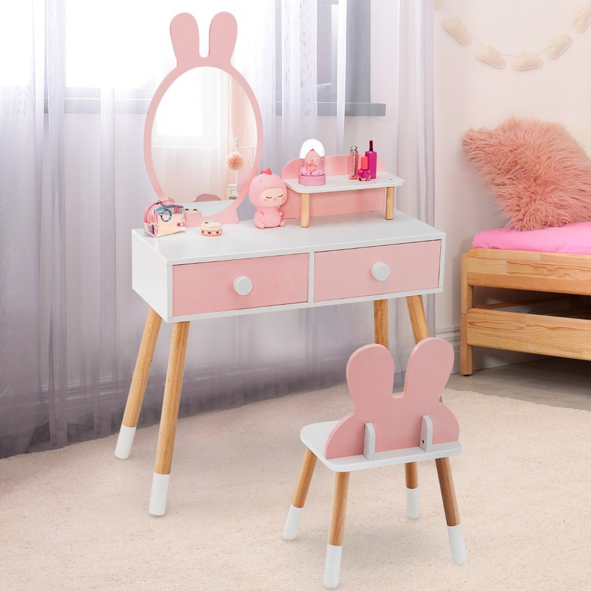 Kid's Vanity Table and Stool Set - Reflect Fun and Imagination