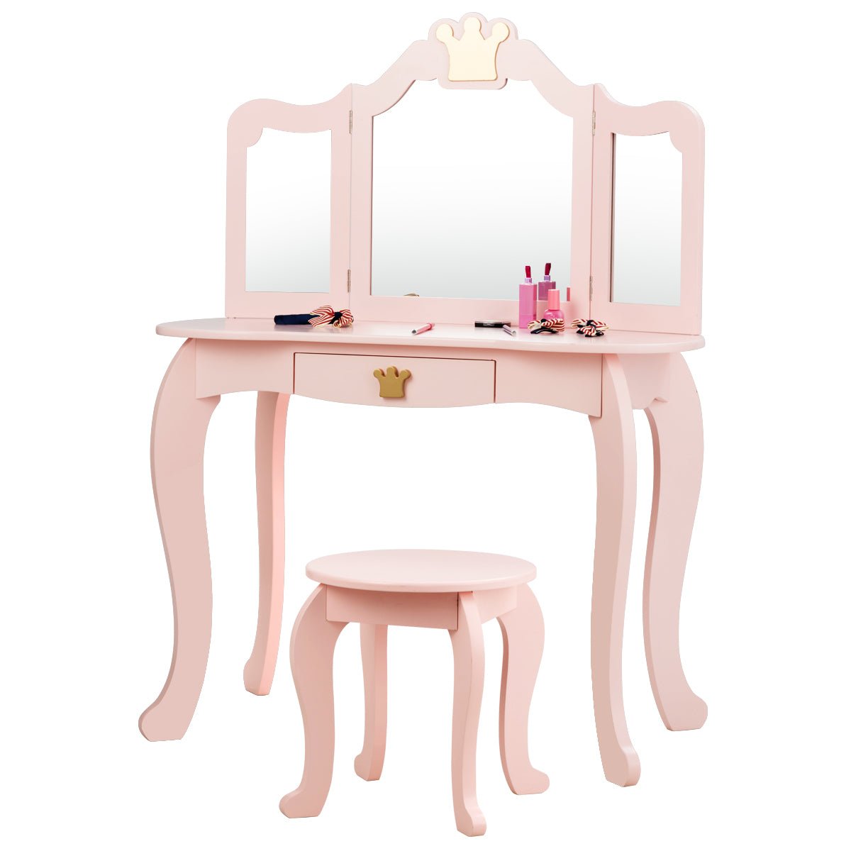 Children's Vanity Table and Chair Set - Mirror, Drawer, and Style