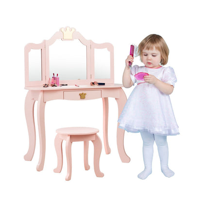 1Vanity Table Set with Mirror for Children - Play, Storage, and Glamour