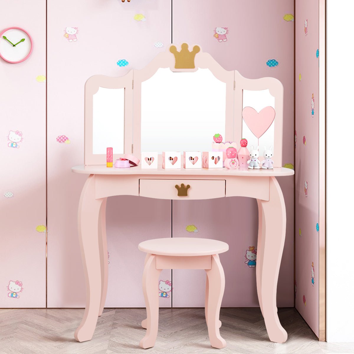 Vanity Set for Little Girls - Mirror, Drawer, and Playful Glamour