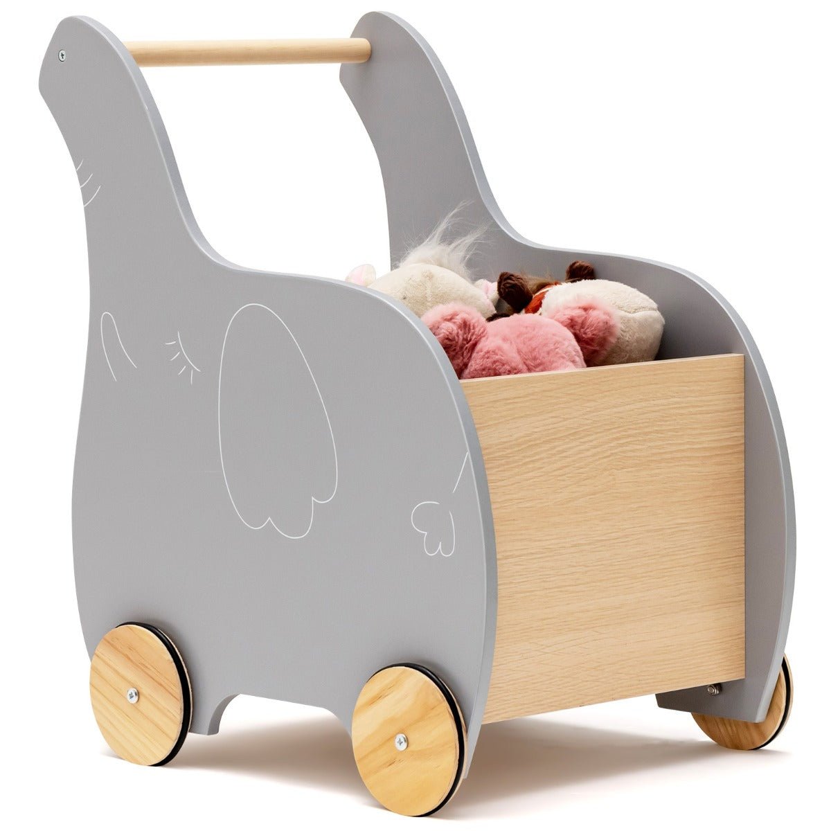 Wooden Kids Shopping Cart - Rubber Wheels, Role-Play Shopping Delight