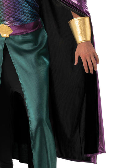 King Neptune adult costume set includes tunic, cape, and crown for playful dress-up at home.