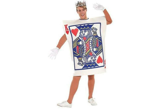 King of Hearts adult costume with crown - perfect for playing card themed parties.