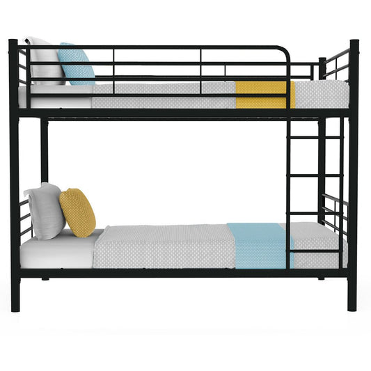 Dark Matte Grey Metal Bunk Bed Frame - Side Angle