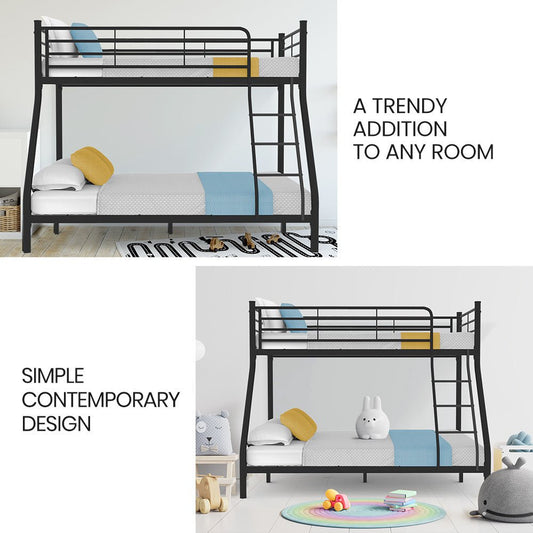 Kingston Slumber metal bunk bed frame in dark matte grey, perfect for kids bedrooms.