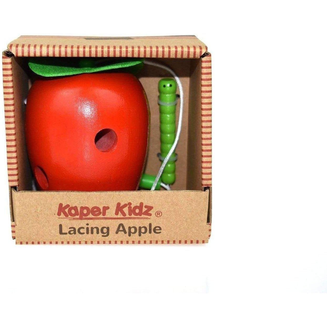 Colorful educational toy Lacing Apple for childrens fine motor skills development and creativity.