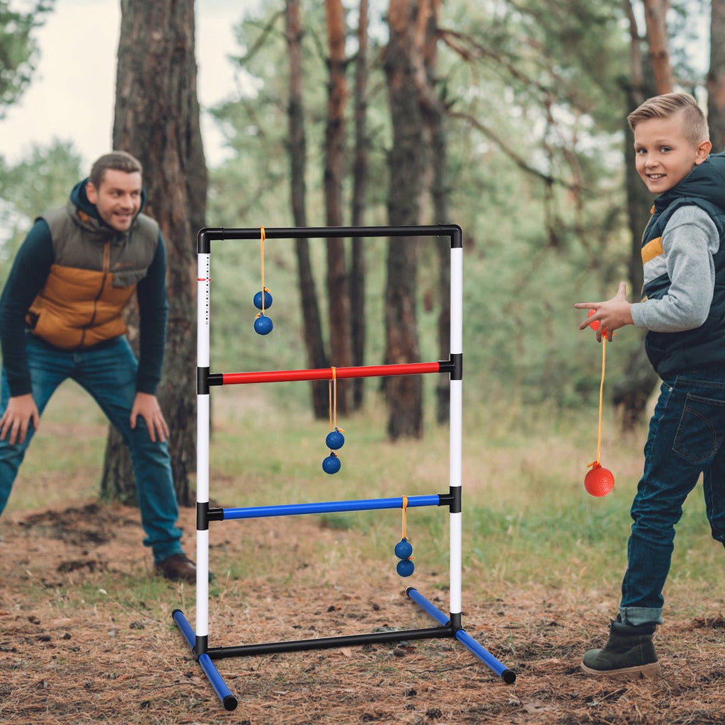 thumbnail image 2 of Goplus Ladder Toss Game Set Indoor Outdoor Ladder Ball Toss Game Set With 6 PE Bolas And Carrying Bag Built-in Score Tracker 40 X 24.5 Inches Fun Game For Yard Lawn Beach 2 of 14