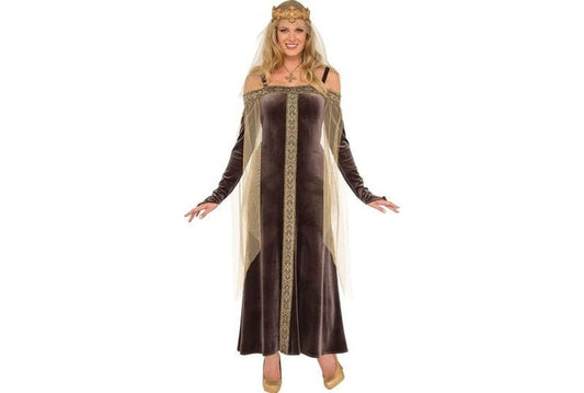 Adult Lady Grey Renaissance Queen Costume, ideal for childrens dress-up at home.