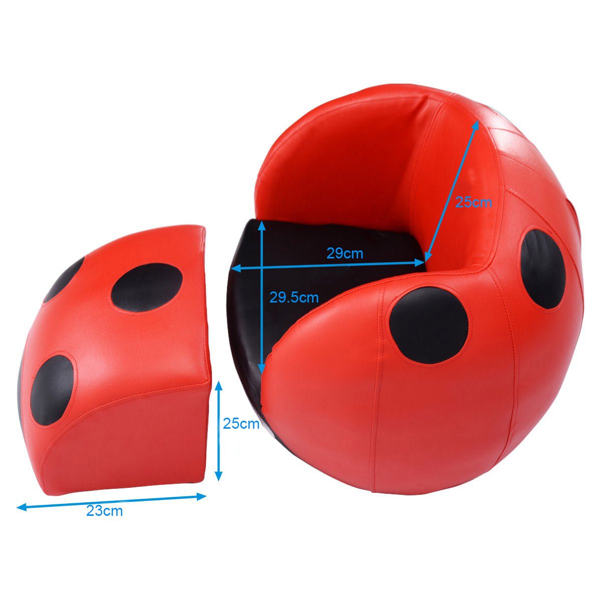 Children's Leisure Armchair: Ladybug Shaped Chair with Waterproof PVC Fabric