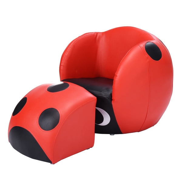 Ladybug Shaped Children's Armchair: Waterproof PVC Fabric, Leisure Chair for Kids