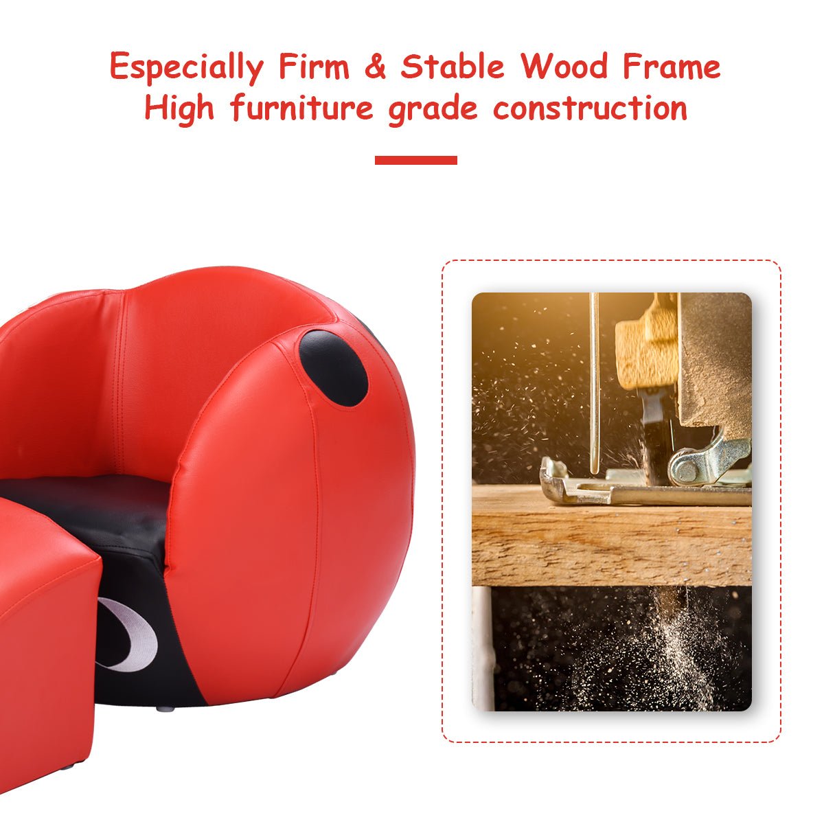 Kids Ladybug Shaped Armchair: Leisure Chair, Waterproof PVC Fabric, Comfortable