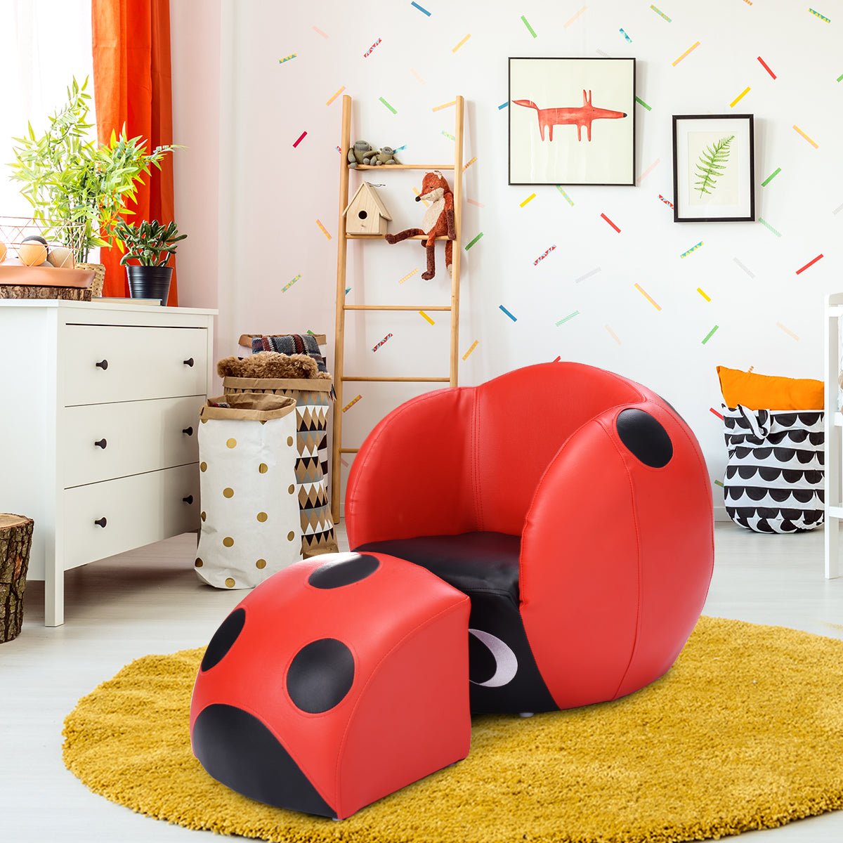 Kids Ladybug Armchair: Waterproof PVC Fabric, Leisure Chair with Cute Design