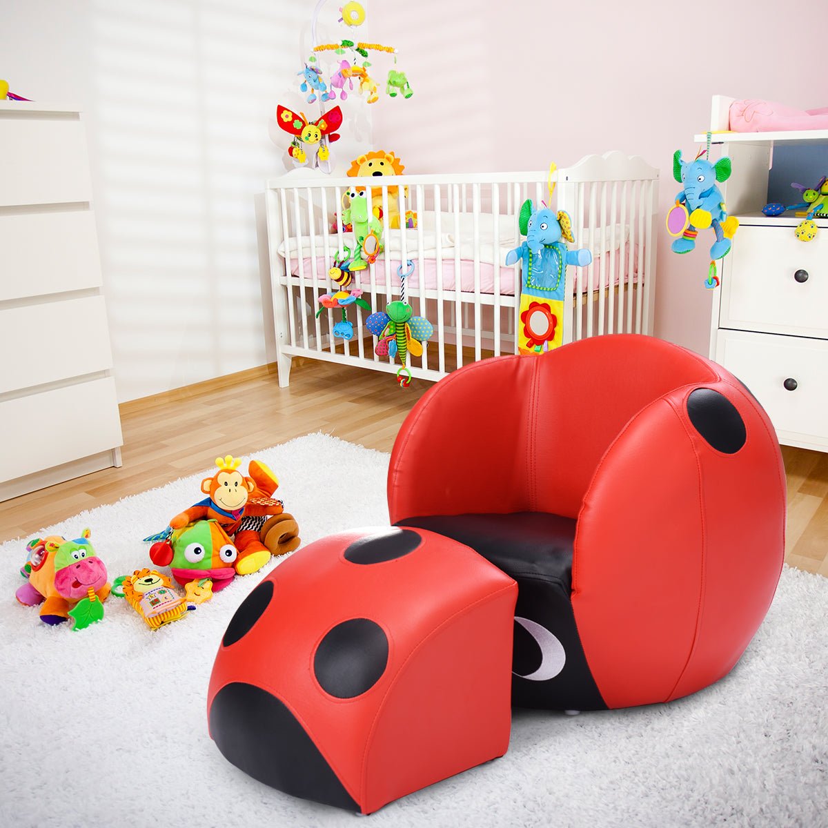 Children's Ladybug Armchair: Waterproof PVC Fabric, Comfortable Leisure Chair
