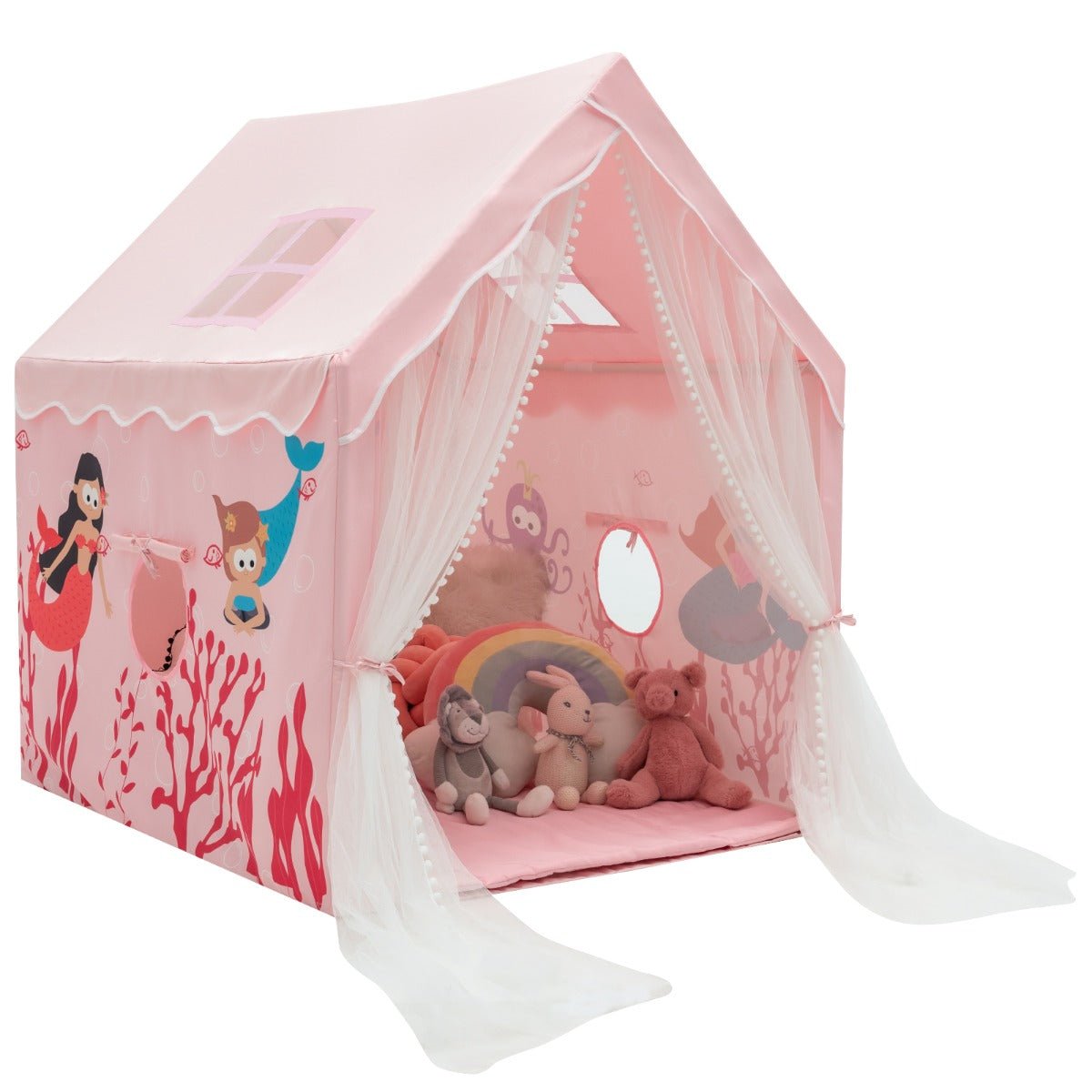 Large Pink Play Tent for Kids with Gauze Door Curtain: Inspiring Playtime