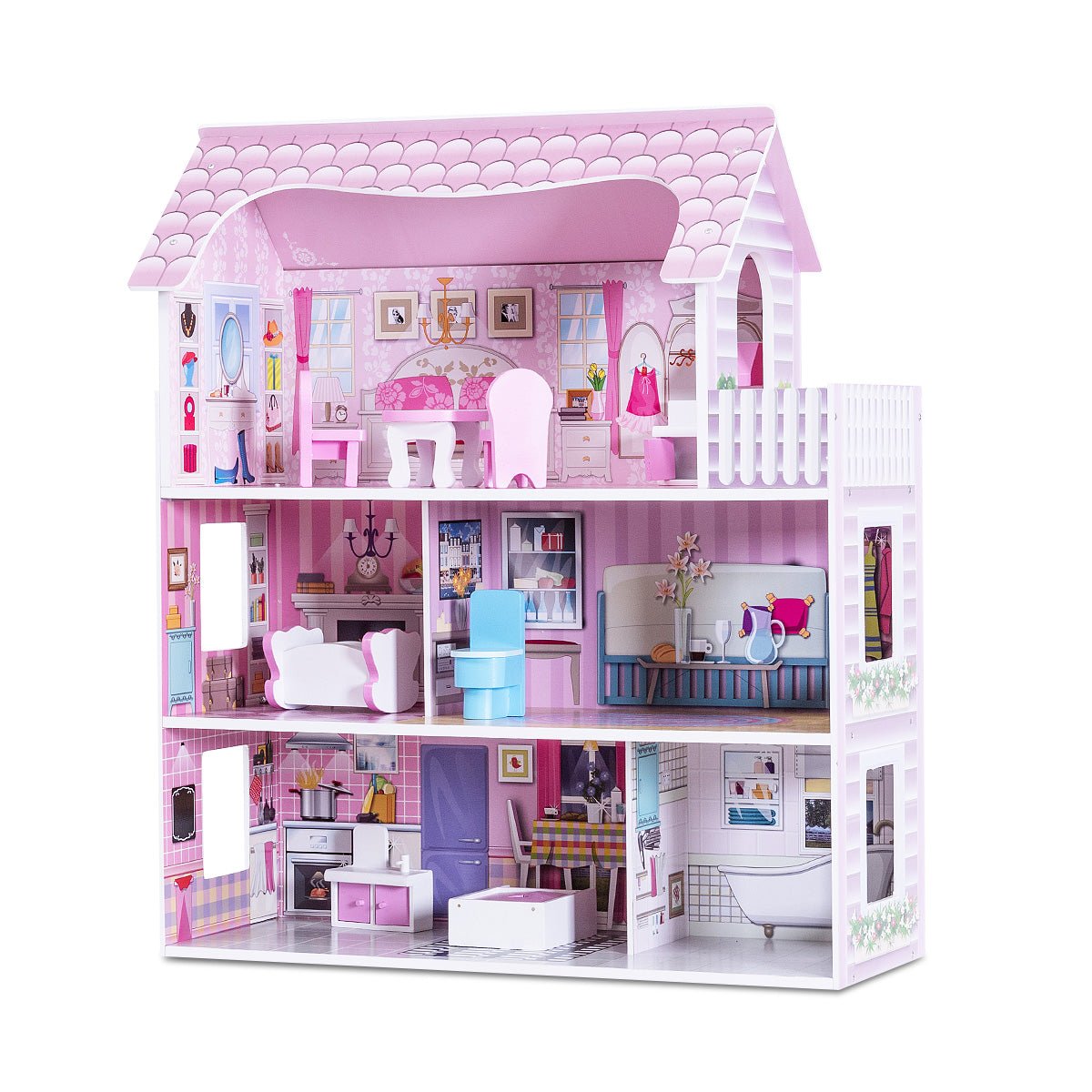 Spacious Wooden Dollhouse - Shop at Kids Mega Mart