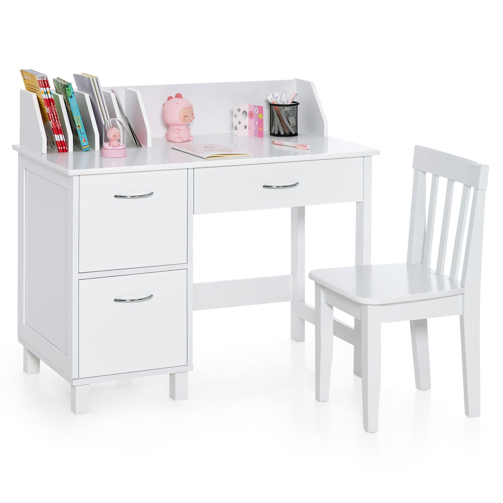 Kids Learning Desk and Chair Set | Explore, Learn, Play in White