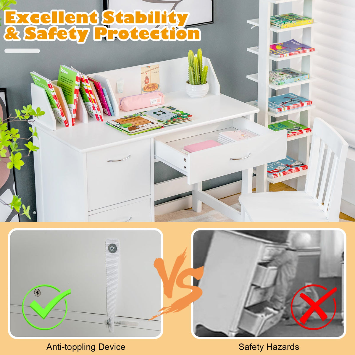 Kids Learning Desk and Chair Set | Explore, Learn, Play in White – Kids ...