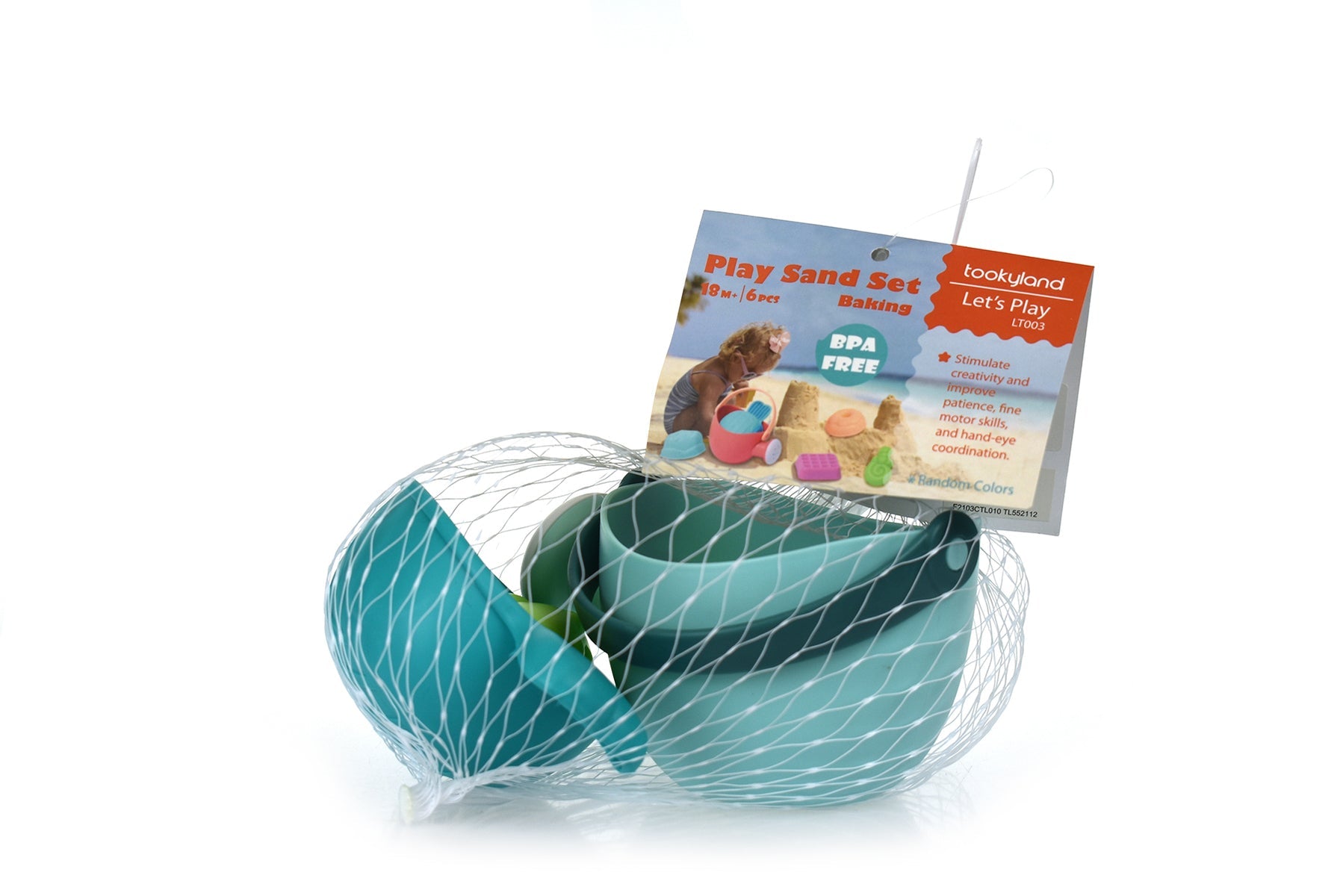 Colorful beach toy baking set for children, inspiring imaginative play at home and outdoors.