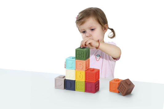 Colorful soft number blocks for interactive learning and play at home for kids.