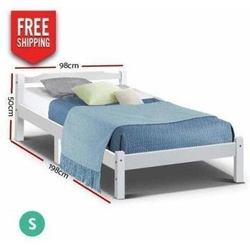 Lexi white wooden bed frame - single size, perfect for kids bedroom decor.