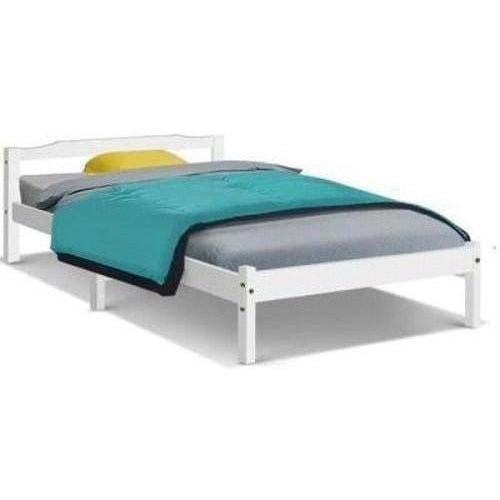 Lexi white wooden bed frame, single size. Ideal for kids bedroom decor and sleep.