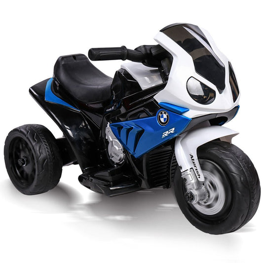 Blue BMW S1000RR Ride On Motorbike for kids, licensed for home fun.